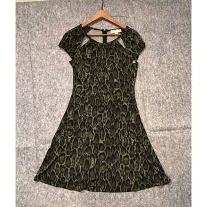 Michael Kors Green and Black‎ Animal Print Dress Size Small